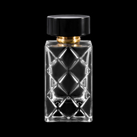 Vente en gros de flacons de parfum rectangulaires en verre transparent de 75 ml, bouchon en cuir de luxe, flacon de parfum portable pour femmes, boîte cadeau