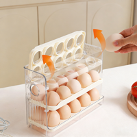 Distributeur d'œufs pour réfrigérateur à 3 niveaux, capacité de 30 œufs avec plateaux de vidage automatique, organisateur de rangement pour porte latérale, gain de place