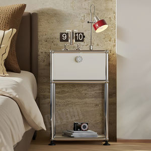 خزانة جانبية ضيقة حديثة من الفولاذ المقاوم للصدأ لغرفة النوم ، طاولة جانبية بسيطة للتخزين لغرفة المعيشة - Product Image 1