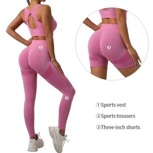 Pantalon de <span class=keywords><strong>yoga</strong></span> taille haute élastique pour femmes, leggings longs en maille, poches latérales, style mince et solide, pantalon de Pilates amincissant - Product Image 3