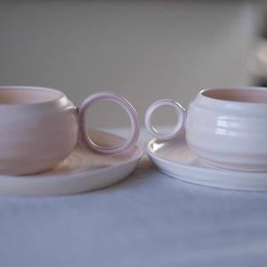 Tasse à café et soucoupes de 9 oz en céramique porcelaine grande poignée tasses à café personnalisées tasse à cappuccino et soucoupe tasses vintage pour café - Product Image 3