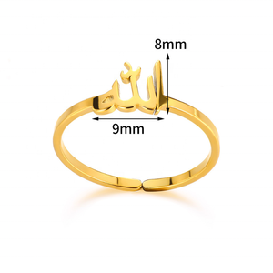 Vente en gros <span class=keywords><strong>Bague</strong></span> ouverte 'Lettre d'amour' arabe en acier inoxydable plaqué or rose, style vintage et tendance, pour hommes et femmes, thème islamique - Product Image 3