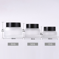 Pot en verre dépoli 15G couvercle noir essence gel pour les yeux 50g pot de crème hydratante emballage bouteille en verre épaule inclinée pot de crème 1oz