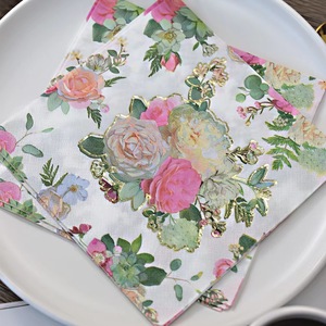 Floral Napkins 330mmx330mm Printed Gold Stamped For Anniversary Events - Product Image 4