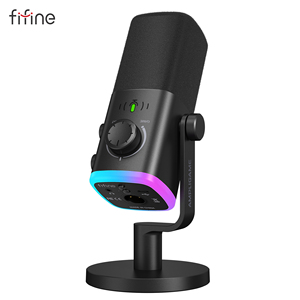 ไมโครโฟนบันทึกเสียง <span class=keywords><strong>FIFINE</strong></span> AM9 RGB Dynamic XLR/<span class=keywords><strong>USB</strong></span> Type-<span class=keywords><strong>C</strong></span> พร้อมปุ่มปิดเสียง/ปรับระดับเสียง สำหรับพีซี สตรีมมิ่ง สตูดิโอ ไมโครโฟนระดับมืออาชีพ - Product Image 1
