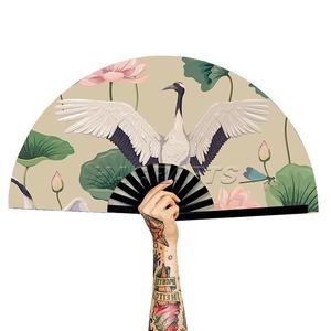 Abanico Chino Grande de Bambú de 13.3 Pulgadas <span class=keywords><strong>con</strong></span> Logotipo, Abanico Promocional de Nailon para <span class=keywords><strong>Taichi</strong></span>, Abanico Personalizado - Product Image 3