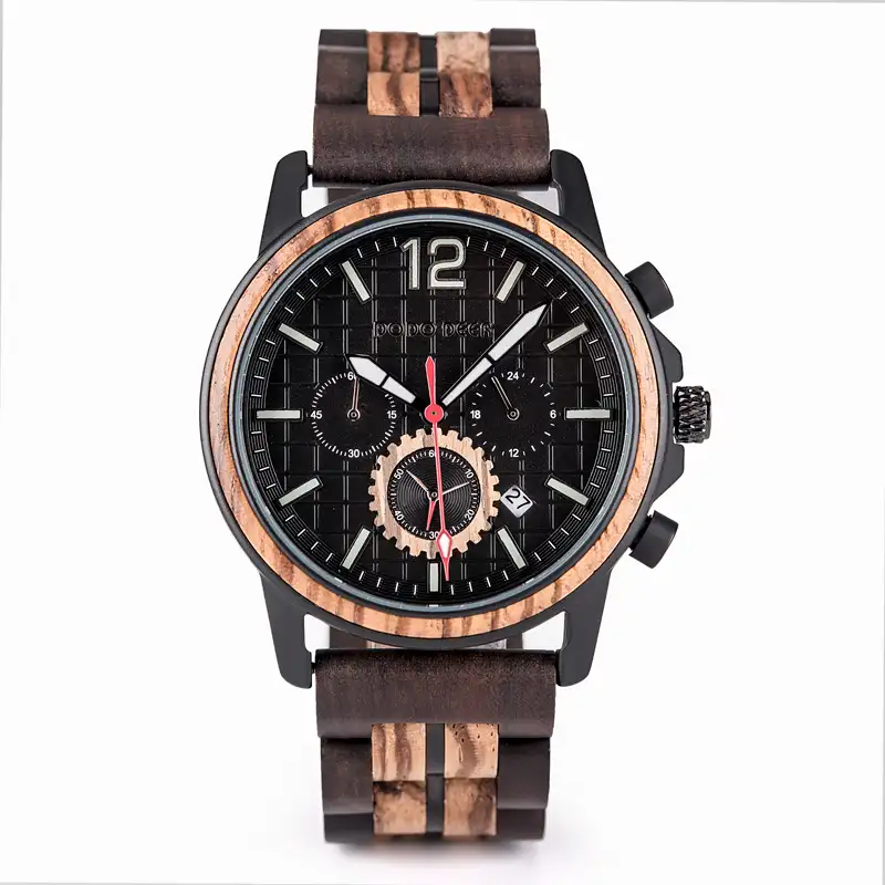 Top Quality Casual Quartz Man Wrist Watch Big Face Display Your wooden Watches