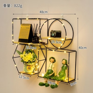 Étagère de rangement en fer et <span class=keywords><strong>bois</strong></span>, style nordique géométrique, support artistique original, support mural DIY pour la décoration de la maison - Product Image 3