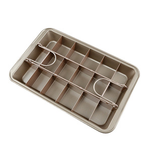 Heavy-duty Divided <strong>Brownie</strong> Tray 18-Cavity Gold Color Non-stick <strong>Brownie</strong> Pan <strong>Tin</strong> with Dividers - Product Image 2