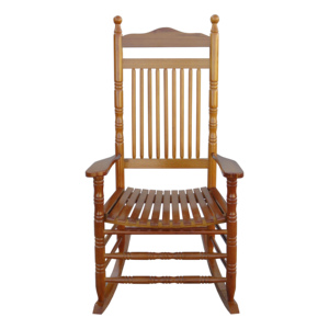 Sedia a <span class=keywords><strong>dondolo</strong></span> in legno di pioppo marrone, design moderno, schienale solido monopezzo, ideale per balcone, giardino e prendisole - Bestseller - Product Image 2