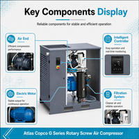 Compresor de Aire de Tornillo Estacionario Atlas Copco de 7.5KW, 380V/50Hz, Refrigerado por Aire, 7-12BAR, 0.8-1.2m/min