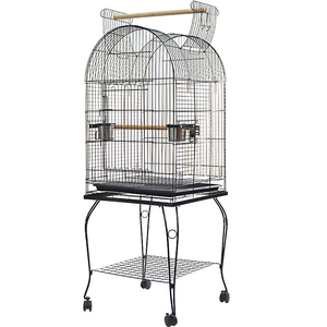 Cage à perroquet professionnelle en métal avec toit ouvrant et support roulant, grande volière durable pour perroquet gris africain - Product Image 6
