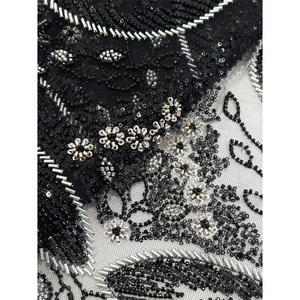 2025 africain perlé paillettes brodé 3d Floral ruban timbre matériaux Jacquard plume brocart tissu femmes robe - Product Image 4