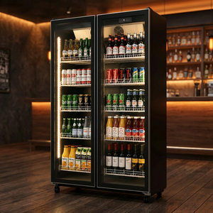 Réfrigérateur Commercial Vertical pour Boissons, Double Porte Vitrée, Affichage Numérique, Refroidissement par Air, Dégivrage Automatique, pour Bière et Boissons - Product Image 1
