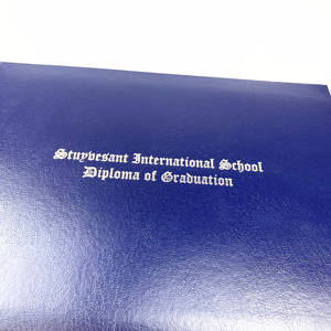 Porte-documents en cuir PU bleu marine A4 vierge personnalisable pour diplôme universitaire avec logo - Product Image 4