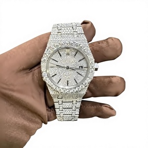 Reloj Mecánico de Lujo con Caja de Acero Inoxidable y Moissanita, Esfera de Cristal, Correa de Acero Inoxidable con Moissanita, Resistente al Agua 10 Bar - Product Image 1