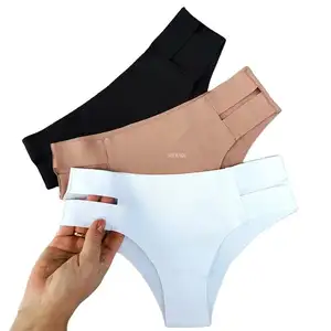 Sous-vêtements sans couture pour femmes culotte de bikini sexy coupe haute hipster bretelles extensibles culotte effrontée pour dames