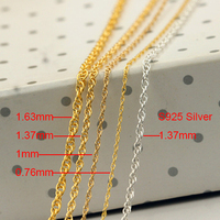 Chaîne de Singapour torsadée en or rempli 14K (1,65 mm) – Collier gourmette anti-ternissement pour la fabrication de bijoux DIY