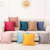 Housse de coussin en velours, taie d'oreiller de luxe, simple, de haute qualité, carré 3D, pour salon, canapé, hôtel, décoration de la maison, 1 pièce