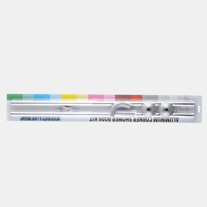 Moderna Asta per Tenda <span class=keywords><strong>Doccia</strong></span> <span class=keywords><strong>Angolare</strong></span> a L in Alluminio Bianco/Cromato, Montaggio a Parete, di Alta Qualità - Product Image 5