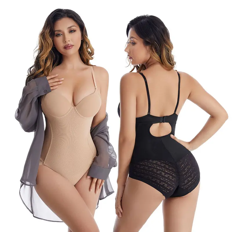 High Women's Sexy U Back Bodysuit Built-in Bra Tummy Control Firm Compression Body Sculpting Shapewear Colombians Fabric