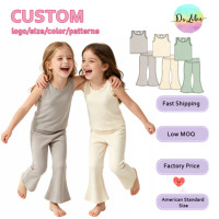 Conjunto de Yoga Personalizado con Logotipo para Niños, Ropa Deportiva para Niñas, Diseño Festoneado, Ropa Deportiva Infantil