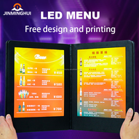 Panneau de menu de lumière LED rechargeable A4 personnalisé pour restaurant bar haute luminosité en cuir durable faible économie d'énergie hôtel
