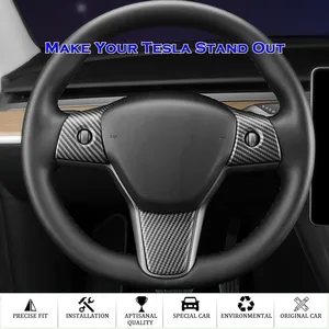 Cadre décoratif de volant pour Model 3 Model Y 2019-2024, couvre-volant, garniture intérieure automobile, accessoires automobiles - Product Image 3