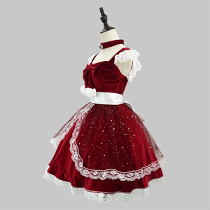 Super Cute Sparkling Princess Christmas Dress Claret A-Line Tulle Empire Waist Sweetheart Neckline Live Streaming Costume - Product Image 4