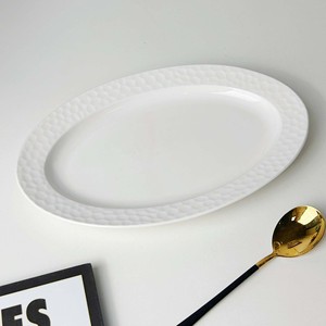 <b>White</b> Oval Lace Embossed 10-inch 12-inch Ceramic <b>Dinner</b> Plate with Stand Vintage Design for Wedding Parties - Product Image 3