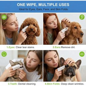 Toallitas de limpieza para mascotas UJoyPlix, 60 unidades, para cuidado dental, manchas de lágrimas y oídos, para perros y gatos - Product Image 4