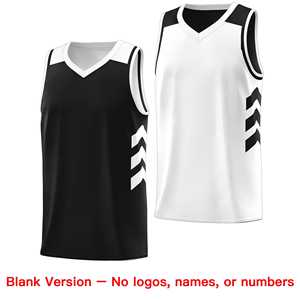 Maillot de basket-ball personnalisé noir et blanc double face, design sportswear - Product Image 3