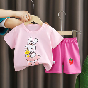 Ensemble de vêtements pour enfants à manches courtes en coton pur, tenue d'été pour filles et garçons, style coréen pour bébés et enfants, shorts de sport - Product Image 5