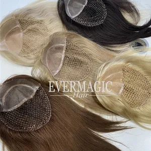 European hair fishnet topper for women hair loss silk top topper and mono women topper for thinning hair and alopecia
