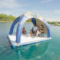 Isla Flotante Inflable Directo de Fábrica con Toldo Parasol y Plataforma de EVA para Lago, Piscina y Recreación