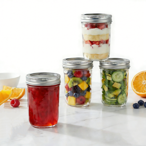 Vente en gros d'usine 50ml 200ml 400ml 500ml 1000ml Pots en verre cylindriques transparents vides pour le stockage du miel, des cornichons, de la purée, de la <span class=keywords><strong>confiture</strong></span> - Product Image 1