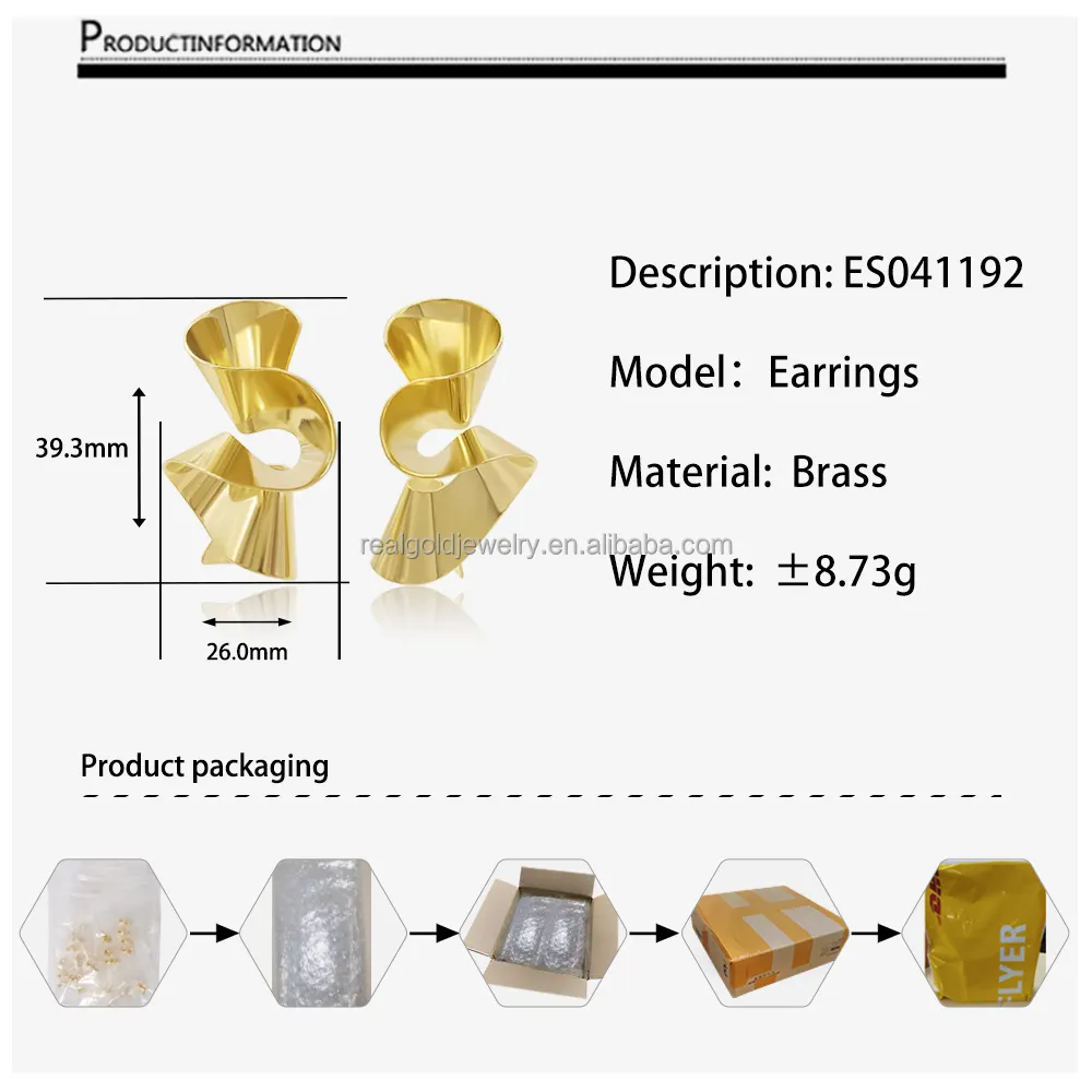 Gioielli di moda 18K oro placcato in ottone orecchini alla moda