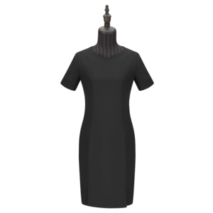 Abito Lungo Dritto da Donna Taglie Forti alla Moda, Nero Blu Navy, con Colletto, Due Spacchi Laterali Anteriori e Cerniera Centrale Posteriore, per l'Estate - Product Image 1