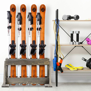 Espositore per bastoncini <span class=keywords><strong>da</strong></span> sci <span class=keywords><strong>in</strong></span> <span class=keywords><strong>legno</strong></span> Vintage autoportante per sci e Snowboard - Product Image 3