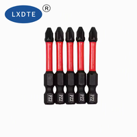 Embout de tournevis à chocs LXD S2 en acier PH2 Pozi, finition oxyde noir 50 mm, qualité industrielle pour outils électriques et réparation