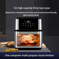 Oven Listrik Multifungsi Stainless Steel Laris Manis, Air Fryer Kapasitas Besar 12L, Komersial Rumah Tangga Digital Pintar