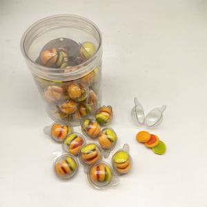 Vente en gros <span class=keywords><strong>Mini</strong></span> Gummies Sweet Macaron <span class=keywords><strong>Hamburger</strong></span> Jelly Soft Gummy Candy Fruité Aromatisé Emballé en Coquille de boule pour les fabricants - Product Image 3