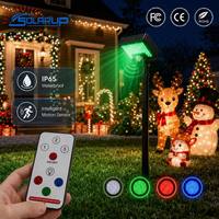 Luz Solar con Temática Navideña, IP65 Impermeable, LED con Batería, Pequeña, para Exteriores, con Sensor de Movimiento, Control Remoto, Cambio de Color, Recargable