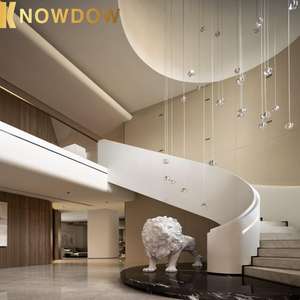 KNOWDOW Escalera curva personalizada Escalera moderna Indor Escalera curva de lujo Escalón de mármol <span class=keywords><strong>Pasamanos</strong></span> de madera de vidrio templado - Product Image 6
