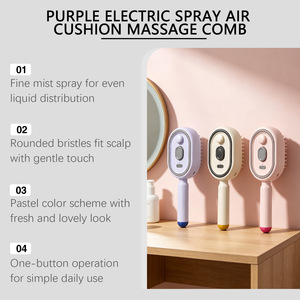 Peine Eléctrico para Masaje del Cuero Cabelludo con Tecnología de Vibración para el Cuidado del Cabello e Hidratación en Colores Morado, Rosa y Beige - Product Image 2