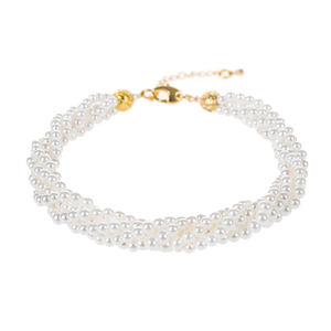 Pulsera Elegante de Perlas Naturalmente Retorcidas de 4 Filas WENCHI TWB806 - Product Image 1