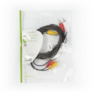 Composite Video <b>Cable</b> 3x <b>RCA</b> Male <b>To</b> 3x <b>RCA</b> Male 3m Audio Video Connection - Product Image 1