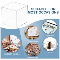 Clair 8X8X8 Pouces Boîtes Acrylique Carré Cube Conteneurs Couvercles Stockage En Plastique Affichage Bonbons Biscuits Pièces Thé Cosmétiques