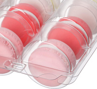 Vente en gros 6 12 18 24 boîte transparente en plastique jetable emballage à clapet macaron avec couvercle à charnière