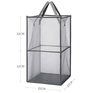 Logo personalizzato di Grande capacità cesti per la biancheria pieghevole vestiti sporchi sacchetto pieghevole 2 vano cesto della biancheria netto - Product Image 6